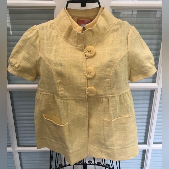 Lux Jackets & Blazers - Yellow Short-Sleeve Jacket.